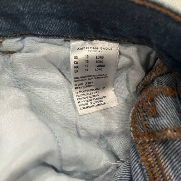 [US10L]American Eagle Stretch Mom Jeans Button Fly Classic Blue Denim Jeans - Picture 9 of 10